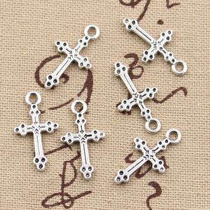 300 Stück Charms Kreuz 15*7mm Antik, Zinklegierung Anhänger passend, Vintage Tibetsilber, DIY für Armband Halskette