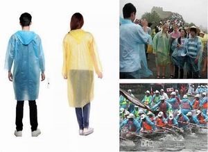 3000 stks / partij Disposable PE Regenjas Volwassen Eenmalige Emergency Waterdichte Hood Poncho Travel Camping Must Rain Coat Outdoor Rainwear