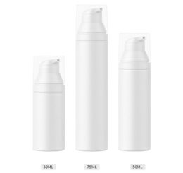 300pcs Bouteille de pompe de lotion sans air blanche vide PP Cosmetic Handcream Refipillable Bottle 30ml 50ml 75 ml