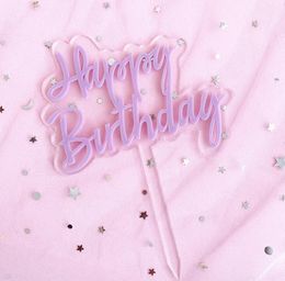 300 Uds. Adornos acrílicos para pastel de feliz cumpleaños, adorno para cupcakes de cumpleaños en rosa y negro para niños y niñas, adornos de pastel de fiesta