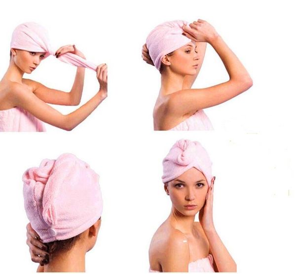 300 pcs Haute Qualité Microfibre Magique Cheveux Séchage À Sec Turban Wrap Serviette Chapeau Cap Séchage Rapide Sèche Bain maquillage serviette