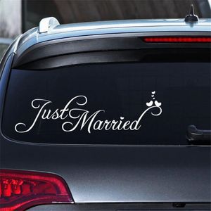 300pcs Just Married Autocollants voiture Fenêtre Autocollants Fenêtre Cling 8' x 23.5' Blanc Parfait pour lune de miel de mariage