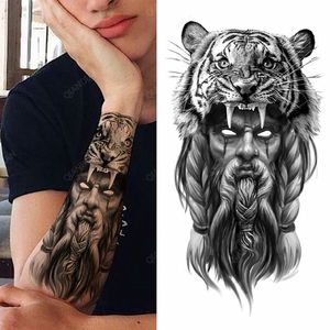 300 pcs Lion Hommes Étanche Temporaire Tatouages Autocollants Bras Main Cool Art Noir Transfert Horloge Temporaire Tatouages