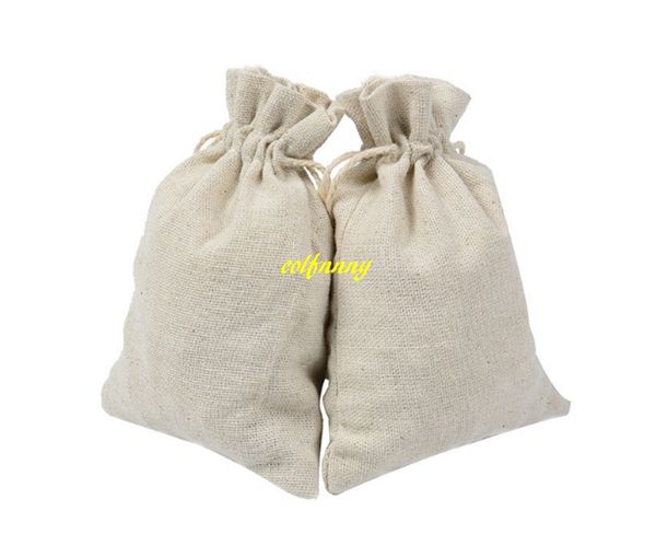 300 unids/lote 10*15cm bolsa de joyería de yute de algodón bolsa de regalo de recuerdo de fiesta de boda collar pulseras brazalete joyería bolsa con cordón