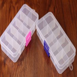 300 stks / partij 10 compartimenten Duidelijke sieraden kralen container lege plastic opbergdoos verwijderbare afwerking dozen met doos