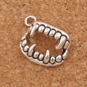 Vampire Crocs Dents Charmes Pendentifs 300 pcs/lot 17.5x12.3mm Antique Bijoux En Argent DIY L165 LZsilver