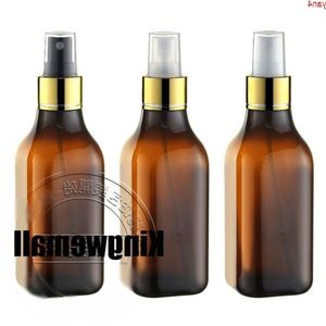 300 stks/partij 200 ml Amber Draagbare Aftershave/Make/Parfum Lege Fles Spray Verstuiver met gouden lidsgoods Fmrbj