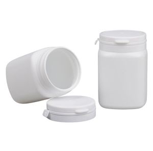 300 unids/lote botella de pastillas blanca cuadrada de plástico de 250 ml, botella de boca ancha, botellas de hdpe de 250 ml SN3671