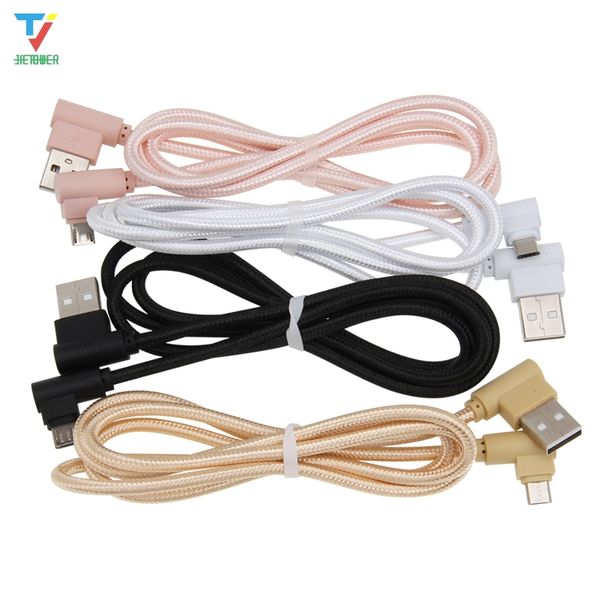 300 teile/los 2 seite 90 ° L-förmigen tuch Geflochtene datenkabel micro 5pin usb/Typ-C USB C kabel Datum Sync Ladegerät Kabel für Sumsung HTC