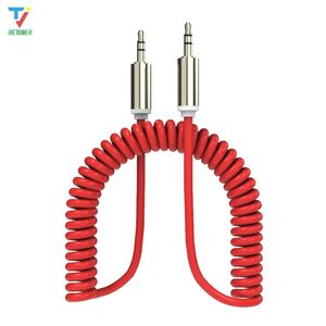 300 stks/partij 3.5 Jack AUX Kabel Man Op Man Audio Kabel voor Telefoon Auto Luidspreker MP4 Hoofdtelefoon Elastische 1 M Jack 3.5mm Lente Audio Cabl