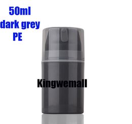 Gratis verzending, 300 stks / partij 50ml Dark Grey Cosmetic Airless Lotion Bottle PE Container MA03