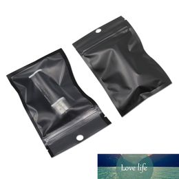300 stks / partij 6 * 8 cm mat zwart / helder plastic rits opslag pouch met hck bags