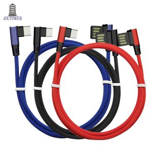 300 stks / partij 90 graden kabel Snel opladen L Buigkabels voor 5pin Micro USB voor Android Typec Bulk