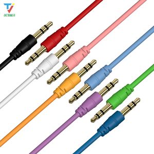 300 stks/lot aux kabel 1m 3ft kleur 3,5 mm jake man naar mannelijke auto aux audio stereo kabeldraad voor mp3 pc luidspreker hoofdtelefoon