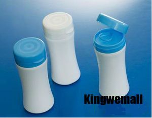 300 unids/lote botella blanca vacía de plástico PE de 150ml con tapa azul para tabletas, cápsulas, polvo, medicina, dulces, embalaje de alimentos