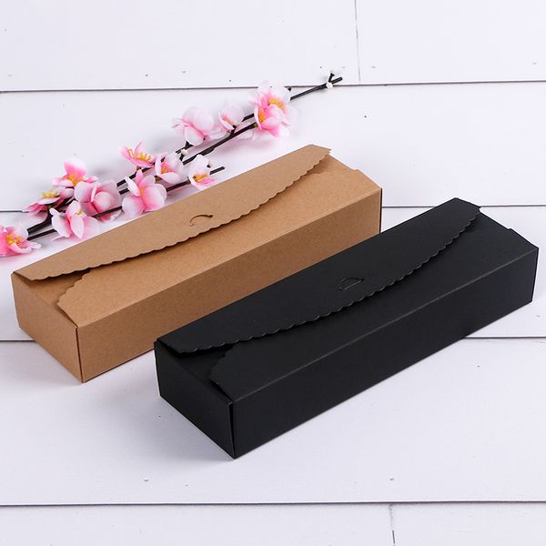 300 unids/lote cajas de regalo Kraft papel hecho a mano dulces/caja de embalaje de chocolate almacenamiento en blanco DIY cajas de pastel de boda 23*7*4cm
