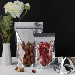 300pcs Mylar Stand Up Feuille d'aluminium Clear Package Pack Sacs pour le stockage du café alimentaire refermable Zip Lock Sac d'emballage en gros Nghcr