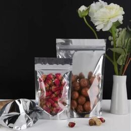 300 unids Mylar Stand Up Papel de aluminio Paquete de paquete transparente Bolsas para alimentos Almacenamiento de café Resellable Zip Lock Bolsa de embalaje al por mayor Hklhi Dtxbx