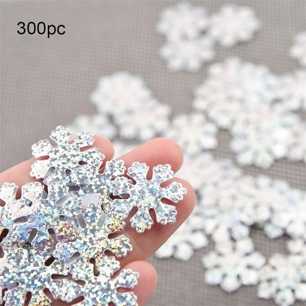 300pcs / pack Noël hiver arc-en-couleur tissu flocon de neige confettis décoration de Noël 25mm flocons de neige FDH Y201020