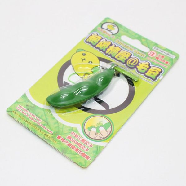 300pcs Pea Fidget Toys con embalaje al por menor 7 * 2 cm Party Favor Squeeze Straps Extrusión Descompresión Bean Llaveros Peas Soybean Fidget-Toy Phone Charms Kids Gift