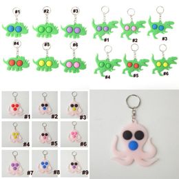 300 Pcs Push Pop Bubble Fidget Zintuiglijke Speelgoed Dinosaurus Octopus Vorm Eenvoudige Popper Puzzel Sleutelhanger Sleutelhanger Vinger Squeeze stress