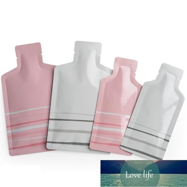 300 piezas pequeña rosa / forma de botella blanca papel de aluminio bolsa superior abierta crema en polvo café líquido prueba termosellado bolsas de embalaje precio de fábrica diseño experto calidad