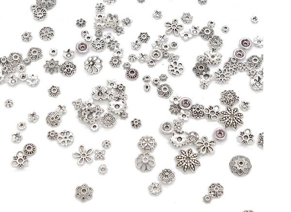 Bouchons d'extrémité de perles en argent tibétain, 300 pièces, capuchons de perles de fleurs pour la fabrication de bijoux, accessoires de bricolage, vente en gros
