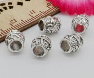 300 pièces de perles d'espacement à grand trou en argent tibétain pour la fabrication de bijoux 8mm, livraison gratuite