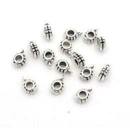 300 stks Tibeten Antieke Zilveren Metalen Big Gat Europese Borgtocht Kralen Connector Charms Voor Sieraden Maken Vindingen Groothandel Accessoires 5x13mm