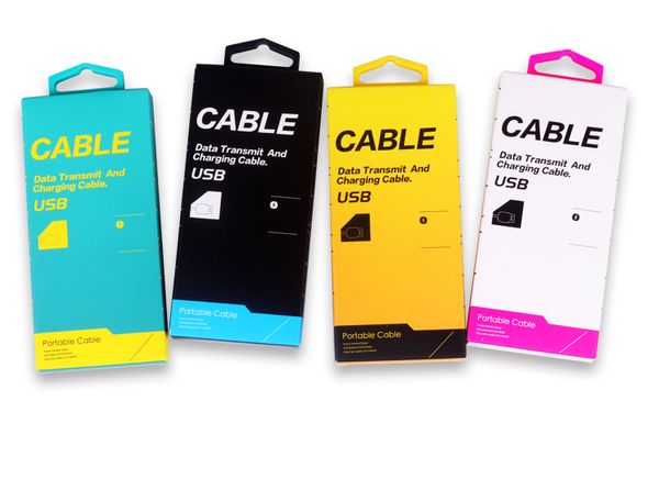 300 pcs En Gros Boîte De Papier Emballage Pour 1-1.5 m Micro USB Câble Paquet Boîtes Câbles De Ligne De Données 130*60*16mm DHL livraison gratuite