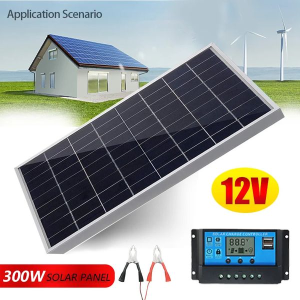 Kit de panneau solaire 300W 12V complet complet générateur solaire de cellules solaires rechargeables en extérieur en extérieur pour la maison 240508