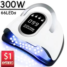 300 W LED -spijkerdrogerlampen voor manicure krachtige UV -gel nagellamp 66 LED's Automatische detectie -gel Pools drooglamp