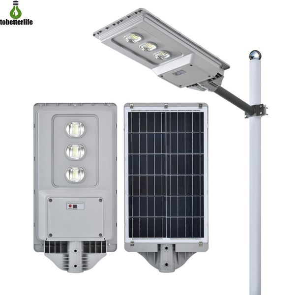 Lámpara Solar LED de 300W, farola de pared, lente transparente, Sensor de movimiento superbrillante, seguridad para jardín al aire libre con poste