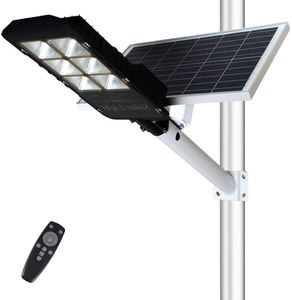 Farolas solares LED de 300 W, luces de poste para exteriores de anochecer a amanecer con control remoto, 660 LED, impermeables, para estacionamiento, camino