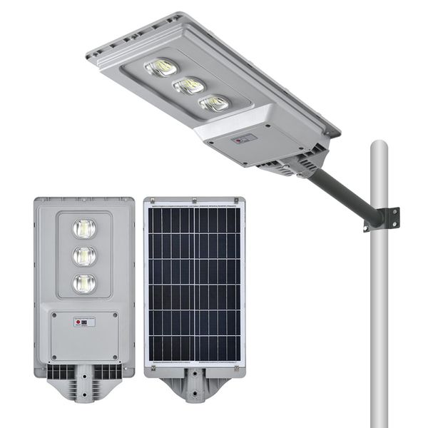 300W Super brillante LED Lámpara de calle solar Luz 2835 SMD Lente transparente Sensor de movimiento Jardín al aire libre Seguridad con poste