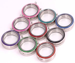 Gratis frakt Ny 10st / mycket 30mm runda färgglada vanliga magnetiska glasflytande Charms Locket Pendant 8Colors Wholesale