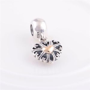 Fits Pandora Charms Bracelet Authentic 925 Sterling Silver Bead 14k Gold Plated Heart European Charm Women DIY Jewelry