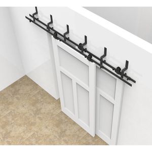 KIN MADE MM-20K-L 6/6.6ft bypass scorrevole fienile porta in legno hardware interno top montato rustico nero scorrevole porta fienile hardware