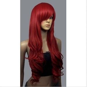 Mulheres Longo Encaracolado Onda Do Cabelo Pequena Sereia princesa Ariel Vermelho Peruca Cosplay