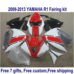 7 Gratis presenter Fairing Kit för Yamaha R1 2009-2013 Svart Röda Vit Fairings Set YZF R1 09 10 11 12 13 Ha42