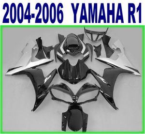 100% de moldagem Por Injeção de menor preço carenagens definido para YAMAHA 2004 2005 2006 YZF R1 preto prata carenagem kit 04-06 yzf-r1 bodykits RY45