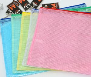 Office file transparent plastic mesh zipper bag A4 file bag size 34.3 cm * 25 cm