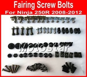 Motorcycle Fairing screws bolt kits for KAWASAKI ninja 2008 2009 2012 zx250rR 08-12 ninja 250r black aftermarket fairings bolts screw parts