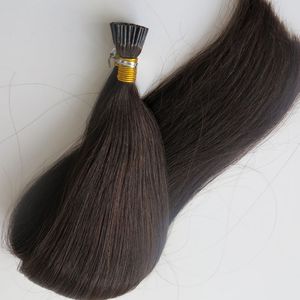 Pre Bonded Stick I Wskazówka Brazylijski Ludzki Przedłużanie włosów 100g 100strands 18 20 22 24 cali # 1b / Off Black Indian Produkty do włosów