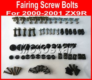 Nya Professionella Motorcykel Fairing Screws Bolt Kit för Kawasaki 2000 2001 ZX9R 00 01 ZX 9R Svart eftermarknadsfeor Bultar skruvdelar