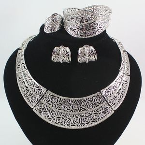 Fashion 18K Gold Plated Crystal Africa Dubai Wedding Party Necklace Jewelry Set