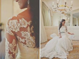 Hot Selling 3/4 Long Sleeves Bridal Jacket Elegant Bateau Neckline 2015 Cheap Bridal Wraps Custom Made Bridal Accessory Free Shipping