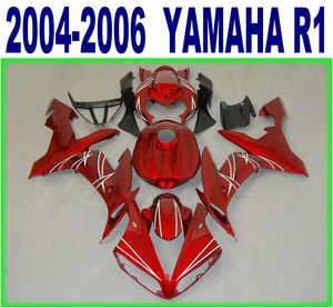 Injektionsgjutning ABS Plastmakare för Yamaha YZF-R1 04 05 06 Röda svarta Fairings Set YZF R1 2004 2005 2006 YQ42