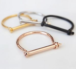 KISS JEWELRY shackle screw bracelet bangle for women fashion 18k rose gold nail love bangle wK-001