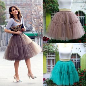 Färgglada 1950 -talets stil vintage kort mini tulle tutu underskirt elastisk midjeband satinband petticoats för klädkjolar